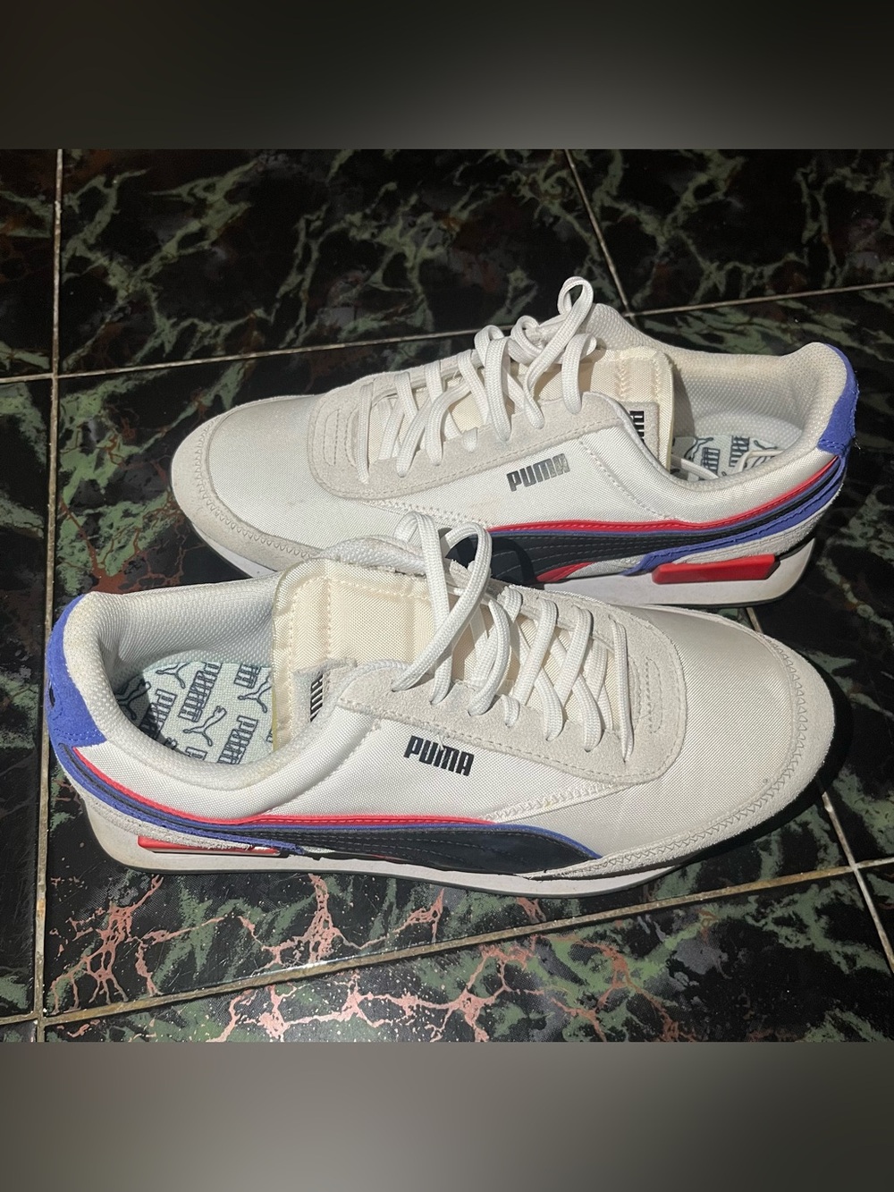 PUMA Future Rider Double White Nimbus Cloud Sneakers Men's Size 9.5